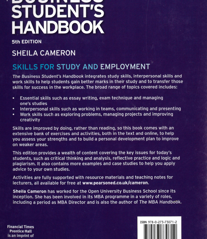 The Business student's handbook 5th edition back