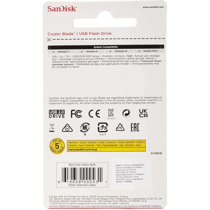 SanDisk Cruzer Blade 16GB USB 2.0 Flash Drive