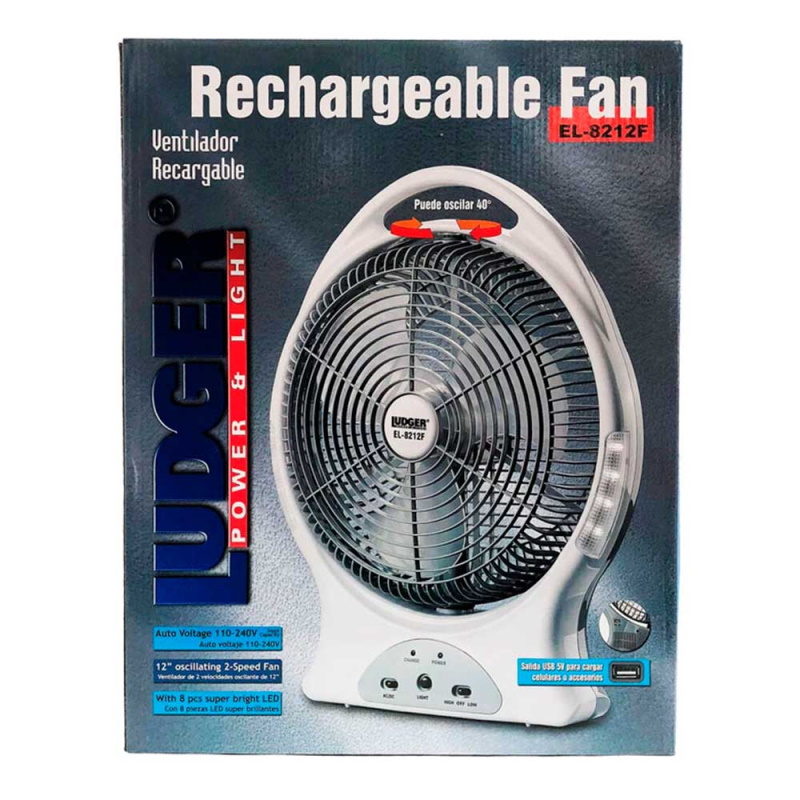 Ludger 12″ Rechargeable Desk Fan