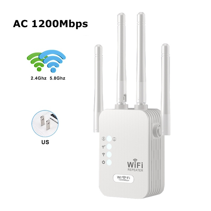 1200Mbps Dual Band 2.4G and 5.8G Long Distance Wifi Repeater 4 External Antennas