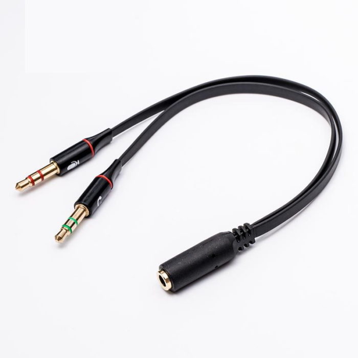 3.5mm one Female to Two Male Audio Cable Splitter Microphone and Headset Headphone Earphone Adapter