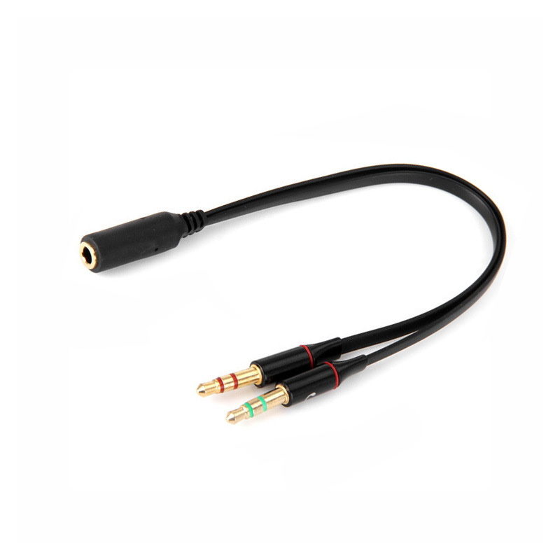 3.5mm one Female to Two Male Audio Cable Splitter Microphone and Headset Headphone Earphone Adapter
