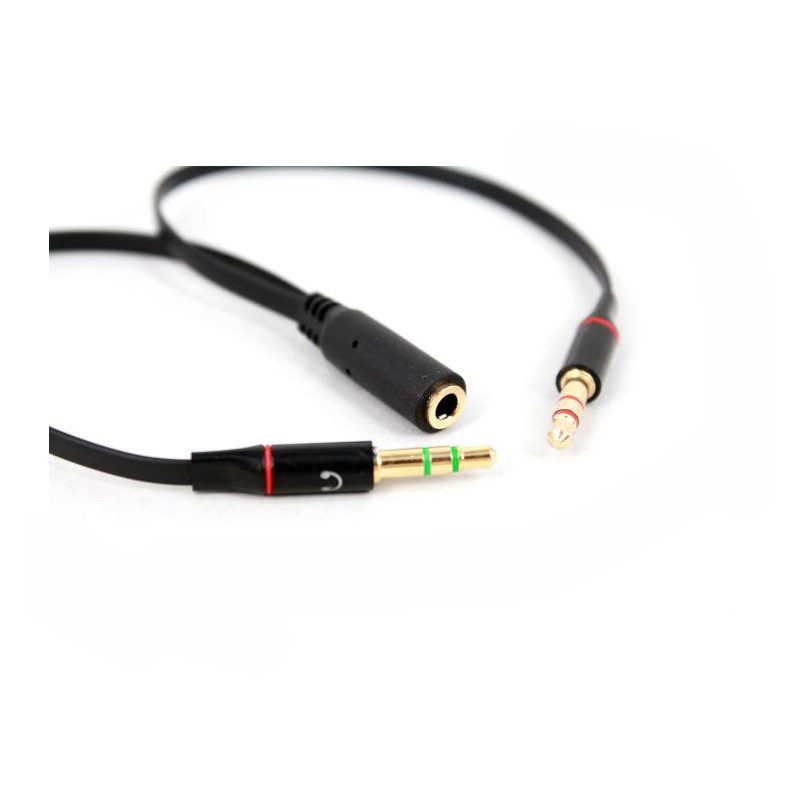 3.5mm one Female to Two Male Audio Cable Splitter Microphone and Headset Headphone Earphone Adapter