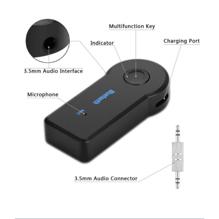 Bluetooth 3.5mm AUX Audio Stereo Music Home Car Receiver Adapter