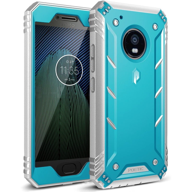 Motorola Moto G5 Plus Rugged Case with Hybrid Heavy Duty Protection and Built-in Screen Protector for Moto G5 Plus (2017) BlueGray