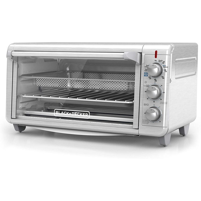 Black and Decker TO3265XSSD Extra Wide Crisp ‘N Bake Air Fry Toaster Oven, Silver
