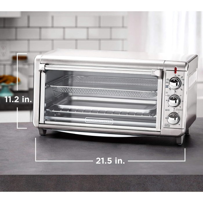 Black and Decker TO3265XSSD Extra Wide Crisp ‘N Bake Air Fry Toaster Oven, Silver