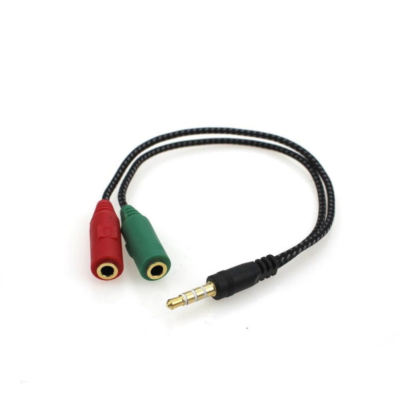 3.5mm 1 Male to Two Female Braided Splitter Audio Cable