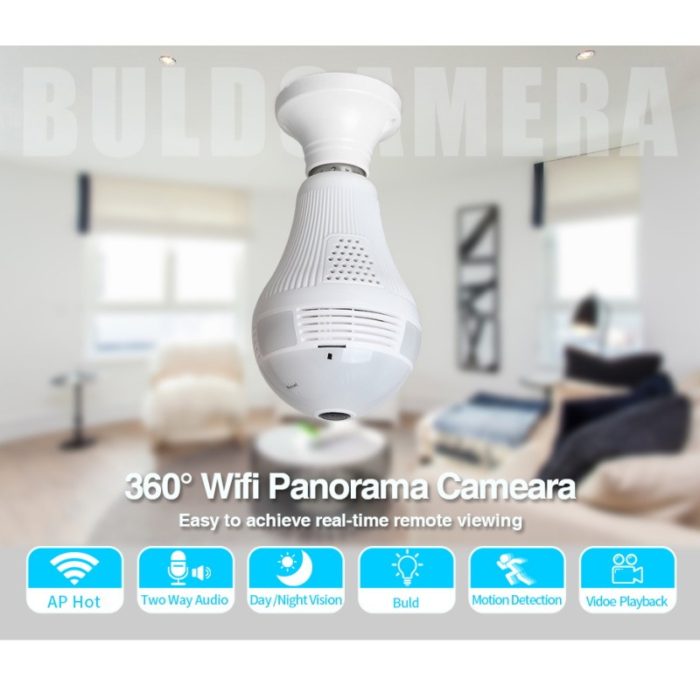 360 Degree LED Light 1080P Wireless Panoramic Home Security WiFi CCTV Fisheye IP Camera Two Ways Audio Bulb Lamp Camera