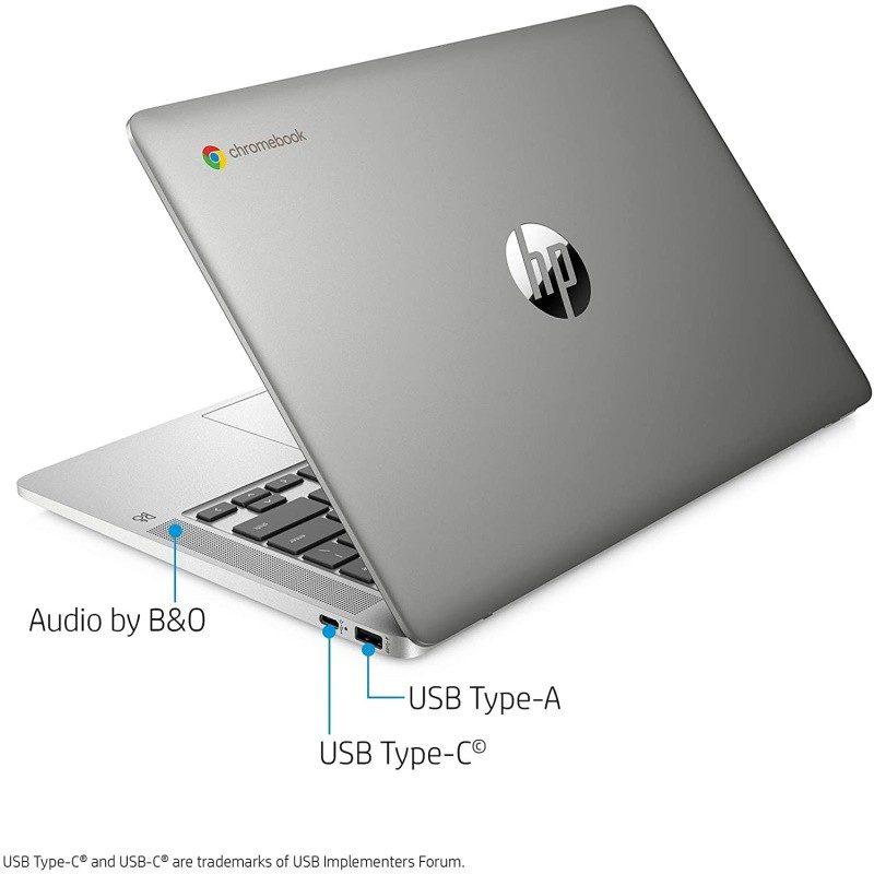 HP Chromebook 14-inch HD Laptop, Intel Celeron N4000, 4 GB RAM, 32 GB eMMC, Chrome 14a-na0010nr, Mineral Silver