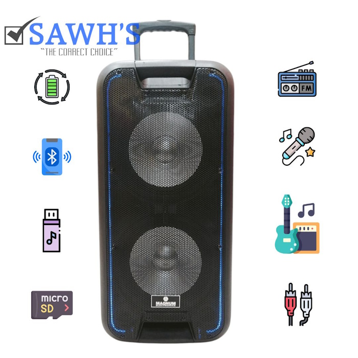 Magnum Double 10 Rechargeable Speaker Bluetooth USB Mic Guitar