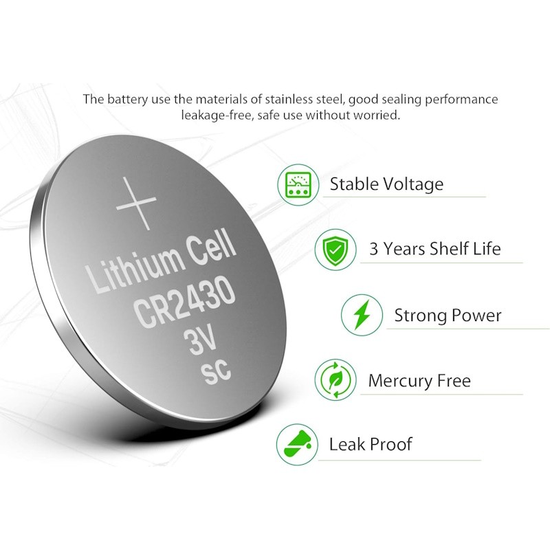 CR2430 Key Fob Battery Keyless Entry Remote Lithium Coin 3V