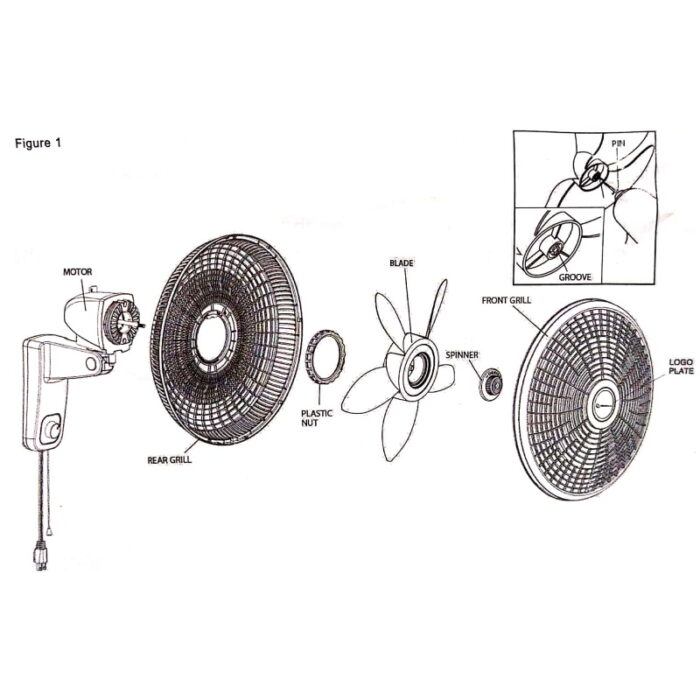 whirlwind 18 inch wall fan diagram to install