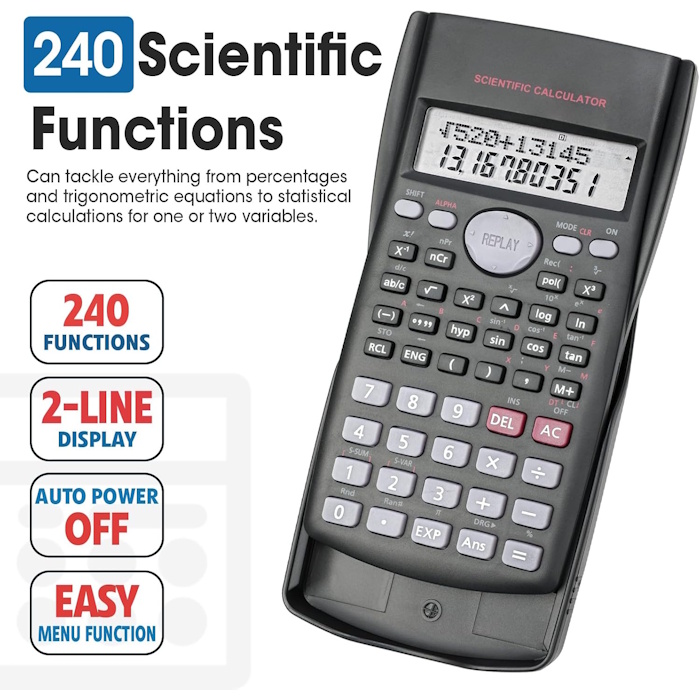 Scientific Calculators, 2-Line Large Screen Display 240 Functions Scientific Calculators for Students, Math Algebra Fraction Calculator for High School College School