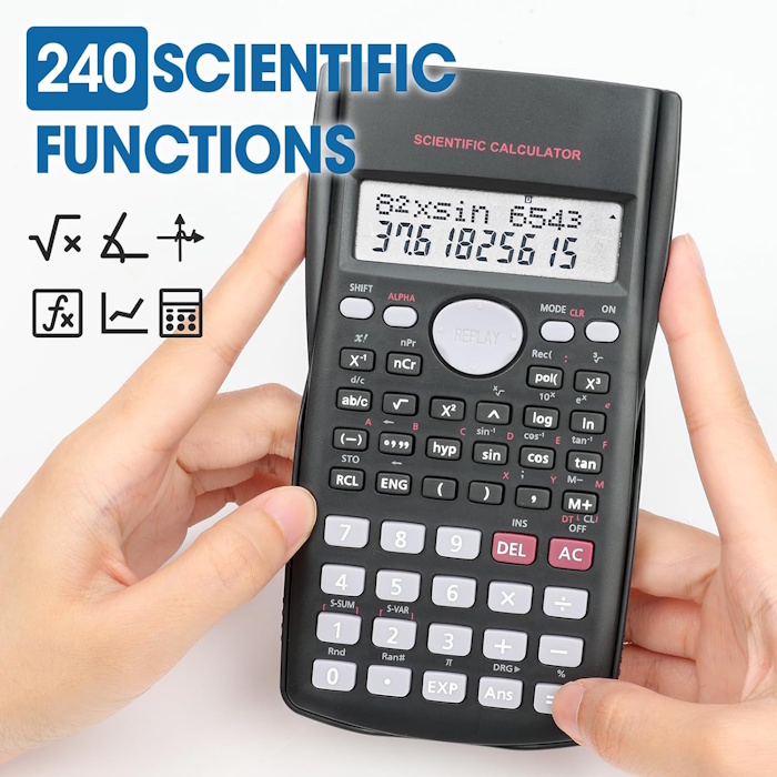 calculator scientific has 2-line display shows entry and calculated result at same time