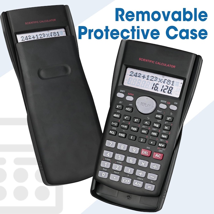 high school calculator features an ergonomically designed sliding cover
