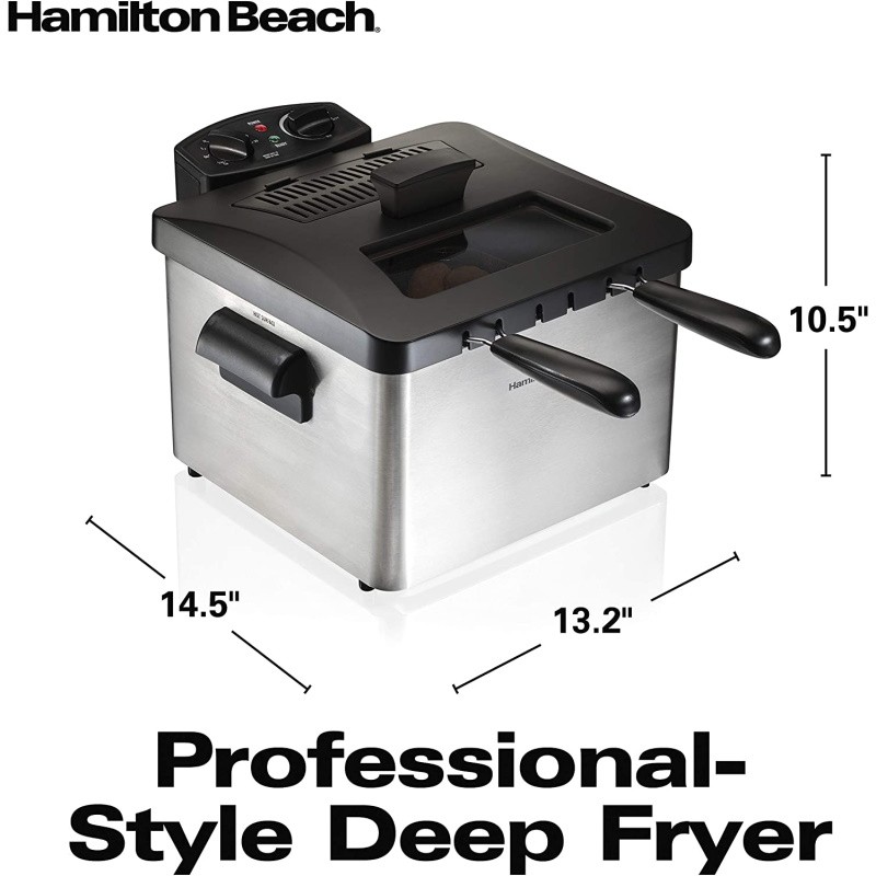 Hamilton Beach Deep Fryer, 4.5 Liters/19 Cup Oil Capacity  Professional-Style with 2 Baskets - 35036