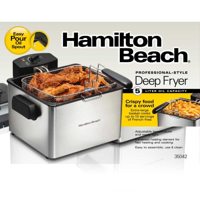 Hamilton Beach Deep Fryer 35042 5L 5 Liters/21 Cup Oil Capacity with Easy-Pour Oil Spout