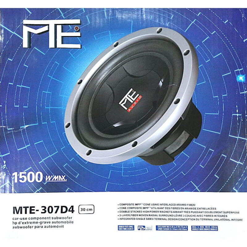 MTE Audio Car Speaker Subwoofer 12 woofer MTE-307D4 bass