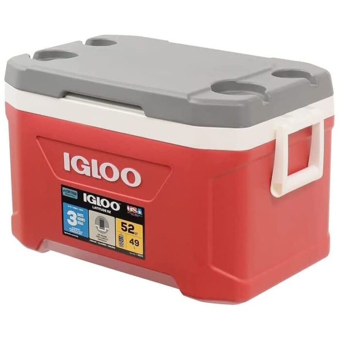 igloo cooler latitude 52 52qt 49l red cooler grey cover