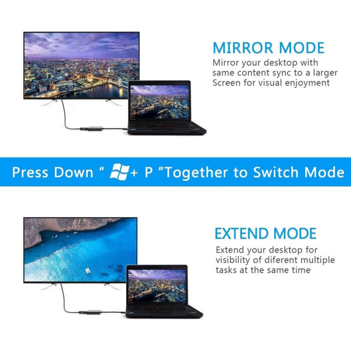 usb to hdmi Mirror Mode and Extend Mode