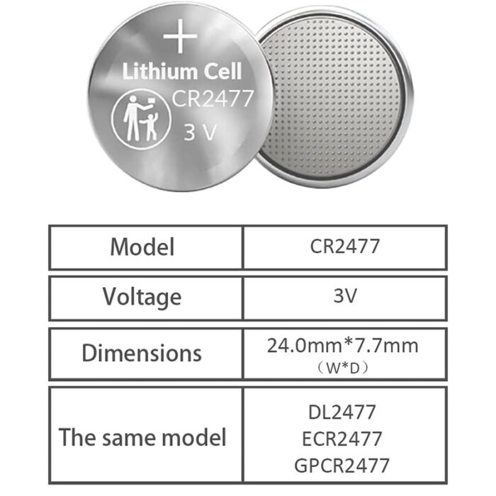 cr2477 dimension sheet battery