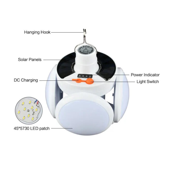 Solar Led Lamp Lantern Portable Lighting Foldable Hanging Solar Emergency Light Rechargeable 360 degrees