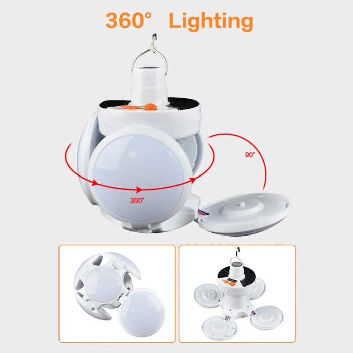 Solar Led Lamp Lantern Portable Lighting Foldable Hanging Solar Emergency Light Rechargeable 360 degrees