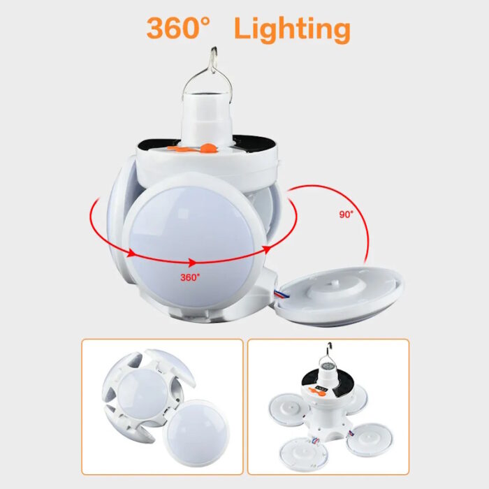 Solar Led Lamp Lantern Portable Lighting Foldable Hanging Solar Emergency Light Rechargeable 360 degrees