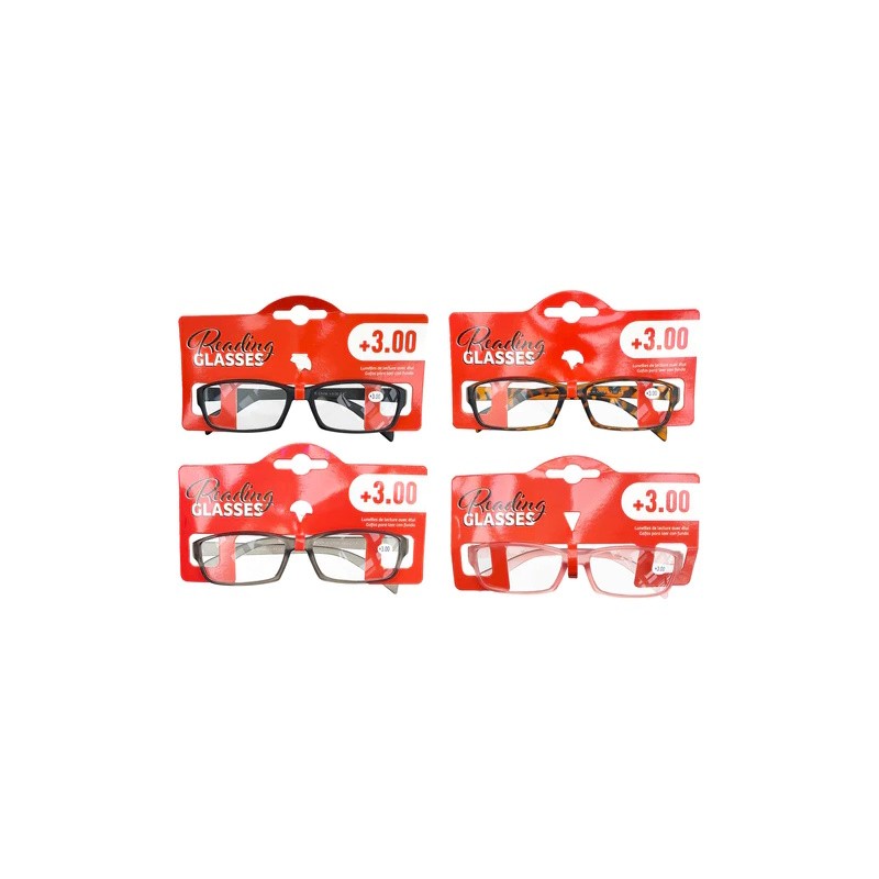 reading glasses strength number +3.00 mixed colours