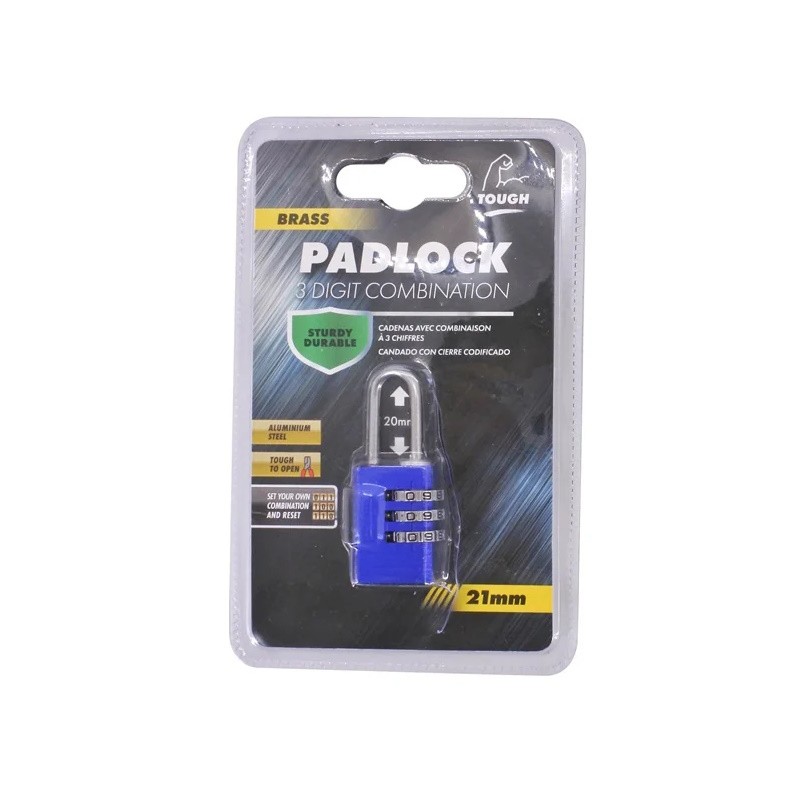 combination padlock 3 digit blue
