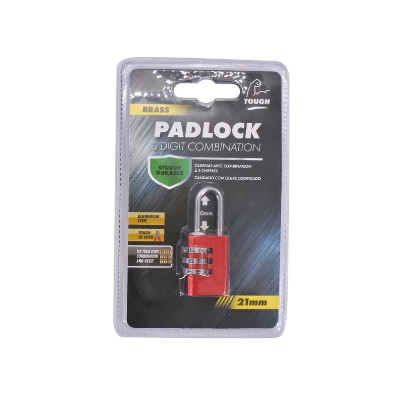 padlock digit combination red 3 digit
