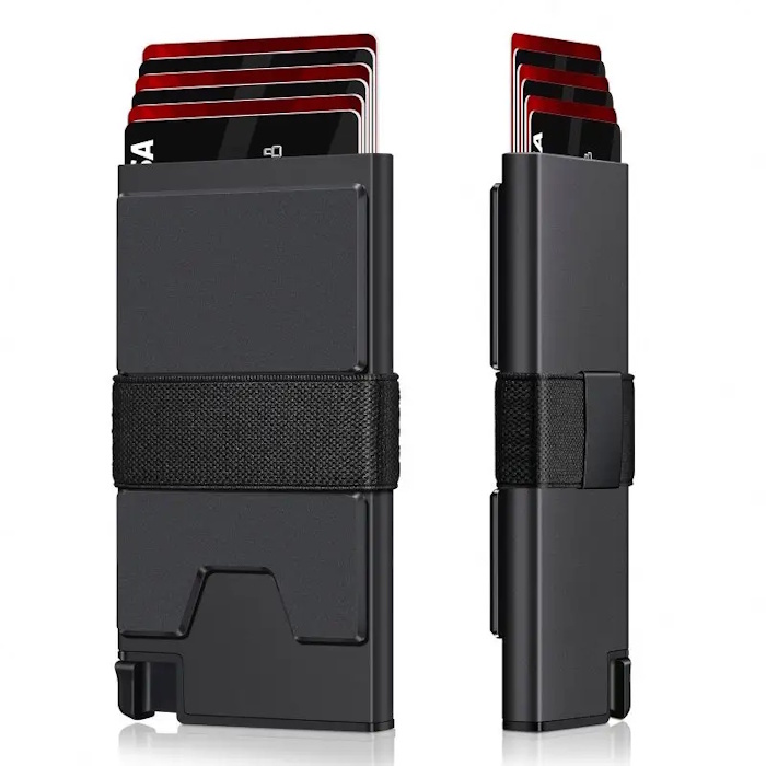 Men's Slim Metal Aluminum Alloy Wallet Button RFID Anti-Theft Business Card Bag for Foreign Trade