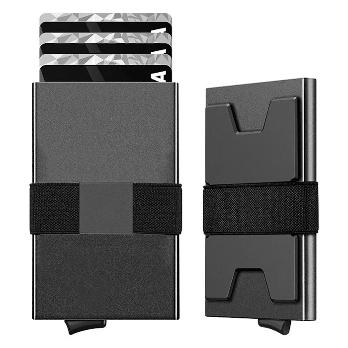 Smart Wallet Slim Minimalist RFID Front Pocket Wallet with Strap Money Card Holder