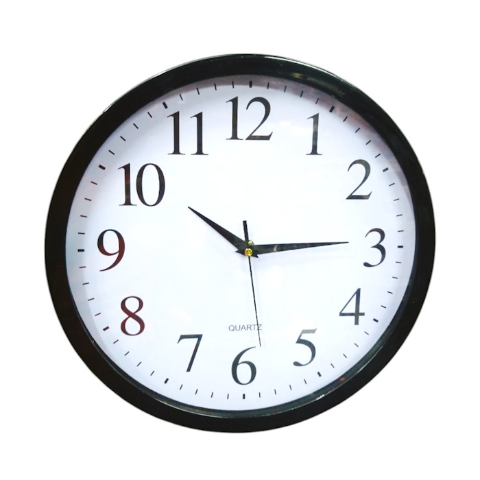wall clock black numbers white background
