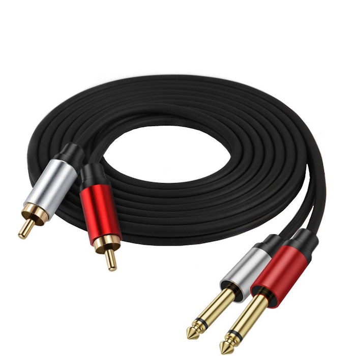 RCA Cable Stereo 2 RCA male to Dual quarter-inch 6.35 Audio Cable Double RCA Jack Splitter for Amplifiers Audio Home Theater Cable RCA