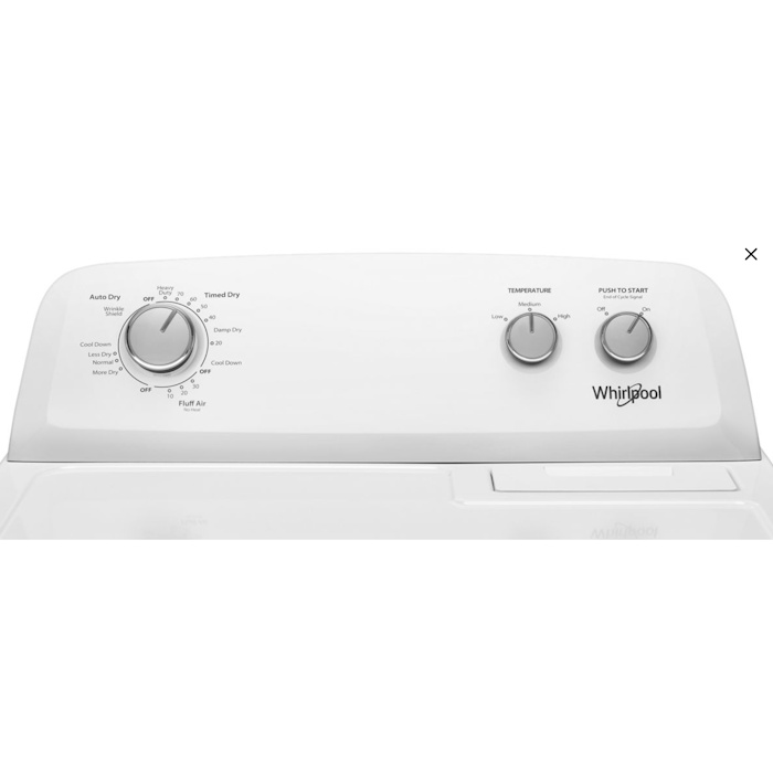 Whirlpool dryer with AutoDry Drying System, 7cuft, Hamper Door, WED4850HW