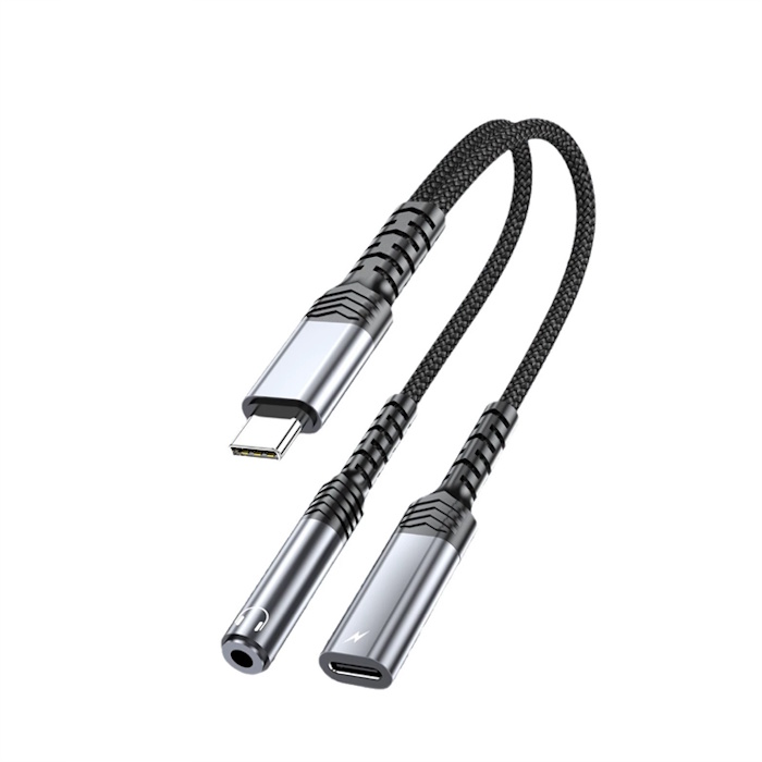 USB C to 3.5mm Headphone and Charger Adapter, 2-in-1 USB Type C to Aux Audio Splitter Jack with Fast Charging Compatible with iPhone 17 Pro Max/16&15 Series, Galaxy S24/S23 Ultra, Pixel 7