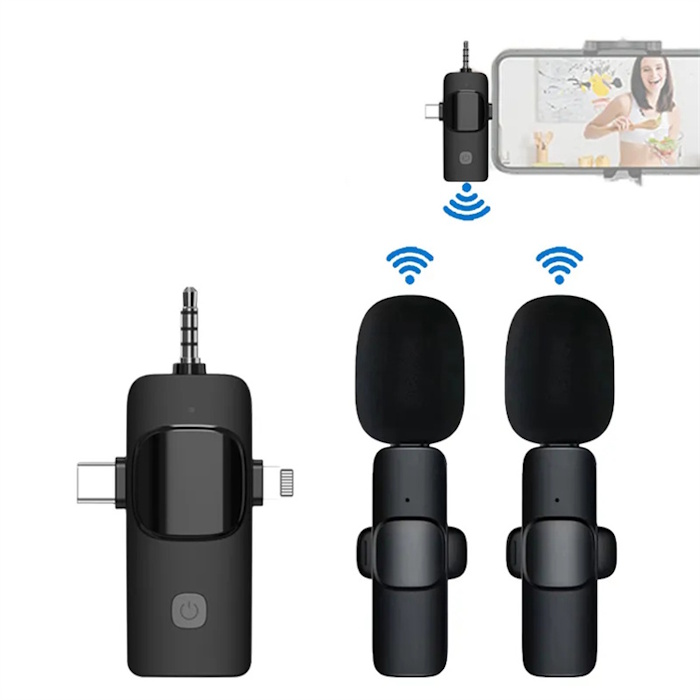 Wireless Lavalier Microphone Mini Microphone for iPhone Android Live Broadcast Gaming Interview Vlog Camera Phone Mic