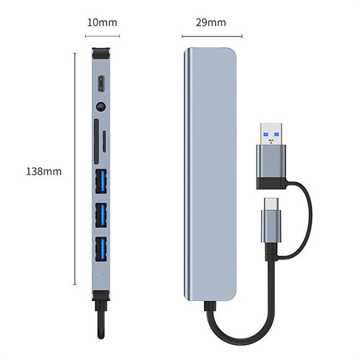 usb c type c hub 8 in 1 type c hub multiport adapter