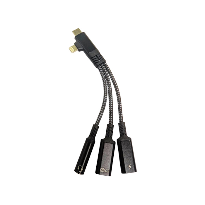 USB-C Male and Lightning iPhone Male splitter adapter connector dual type c ports