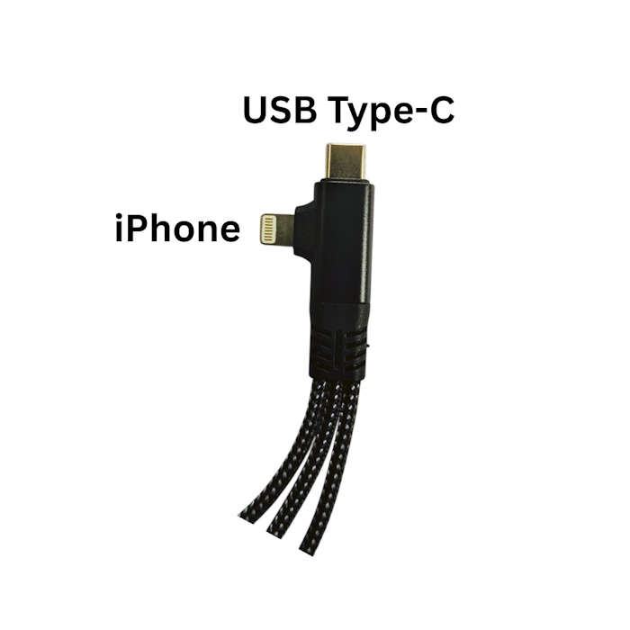 USB-C Male and Lightning iPhone Male splitter adapter jack connector