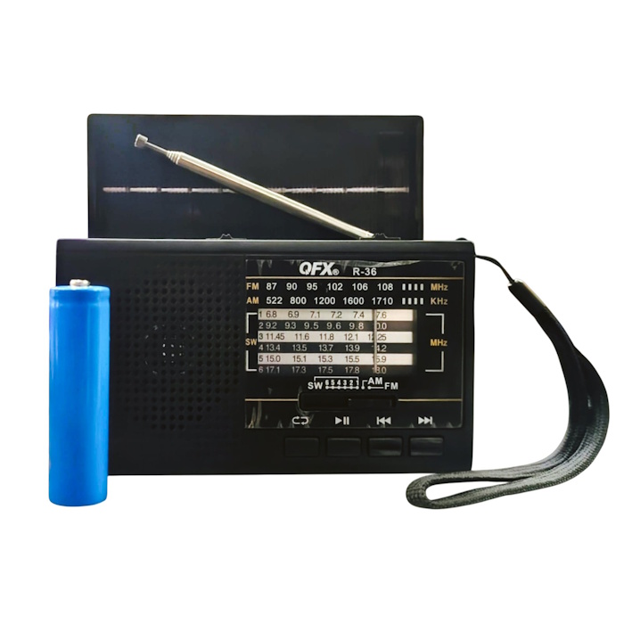 emergency solar flashlight radio with 18650 battery